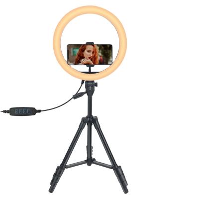 China Mini Wholesale Beauty Photographic Selfie 10 Inch Led Ring Light With Tripod Stand For Live Stream Makeup Youtube Video for sale