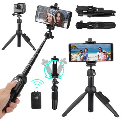 China Portable Flexible Retractable Tripod Wireless Mobile Remote Telescopic Control Smartphone Selfie Stick Fashion Selfie Stick for sale