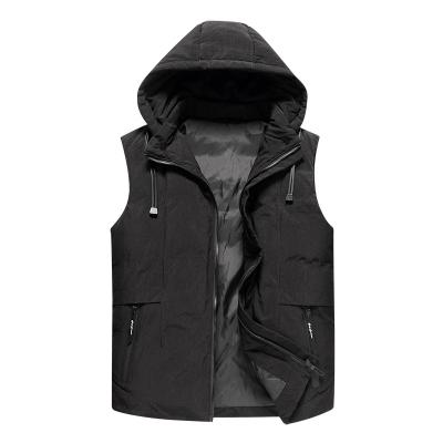 China Anti-wrinkle New Arrivals Bag Pocket Decoration Warm Winter Men's Vest Down Stripper Jacket With Hooded for sale