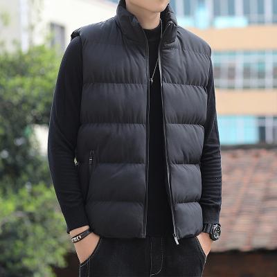 China Anti-Wrinkle Plus Size Warm Mens Winter Black Cotton Puffy Vest for sale