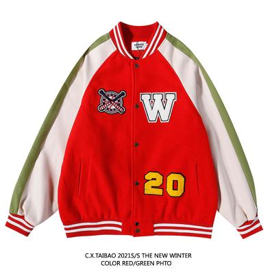 China Vintage Multi Color Button Drop Shoulder Baseball Bomber Varsity Jacket Men QUICK DRY for sale