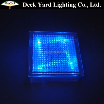 China Solar Garden Ice Glass LED Brick Lights Solar Light Garden Paver Light Glass Ice Paver Underground Lights For Square for sale