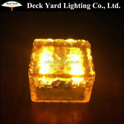 China Cheap Solar Garden LED Ice Glass Brick Light For Square Step Wall Lightings Decorative for sale