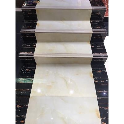 China Glazed Metallic Tiles Polished Style Non Slip Groove Step Tile Porcelain Marble Stair Tile for sale