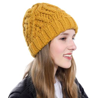 China Autumn COMMON COMMON Winter Cool Fashion Hats For Women Geometric Wool Knitted Sports Beanie Hat Winter Solid Handmade Hats And Scarf for sale