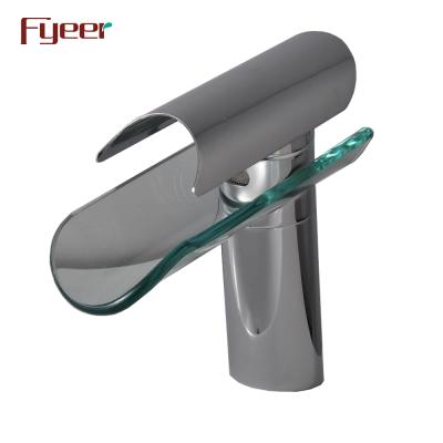 China Fyeer Factory Wholesale Cheap Glass Metered Waterfall Faucets Basin Faucet for sale