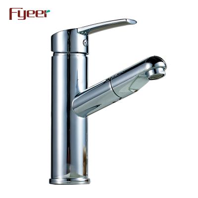 China Sense Fyeer Faucets Pull Out Spray Single Handle Brass Kitchen Faucet for sale