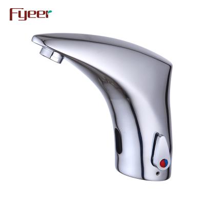 China Fyeer Touchless Electric Automatic Sensor Faucets Cold And Hot Single Handle Bathroom Electric Basin Mixer Tap for sale