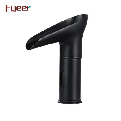 China Electric Faucets Fyeer GLOBE Finishing Waterfall LED Black Automatic Sensor Faucet for sale