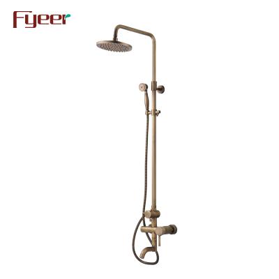 China Without Sliding Bar Antique Fyeer Wall Mounted Bathroom Rain Shower Set for sale