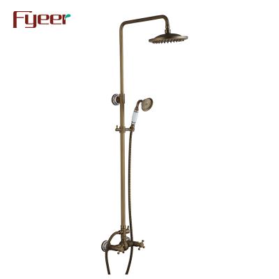 China Without Slide Bar High Quality Antique Brass Fyeer Bathroom Rainfall Shower Set for sale