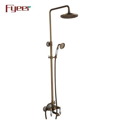 China Fyeer Electric Faucets Exposed Antique Shower Bathroom Bath Shower Set for sale