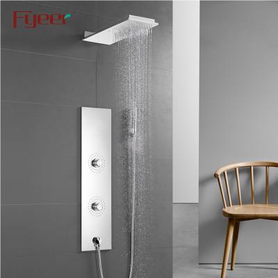 China Sliding Bar Fyeer Mirrorless Finishing Stainless Steel Concealed Shower Panel With Four Functions for sale