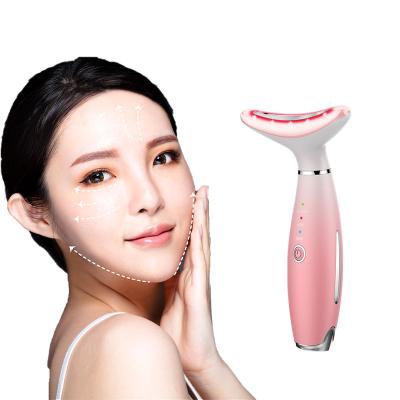 China Wrinkle Remover OEM Beauty Neck Device Neck Massager Machine Sonic Vibration Led EMS Passionate Skin Face And Neck Lifting Massager for sale