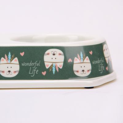 China Non-automatic Fashion and Anti slip Cartoon Pattern Pet Double Bowl Dog Bowl Wholesale Cute Pet Cat Bowl for sale