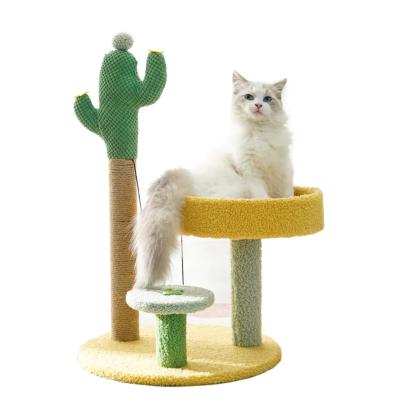 China Sustainable ONE PET Hot new pet toy cactus climbing cat toy sisal post claw grinding tool cat jumping cat tree for sale