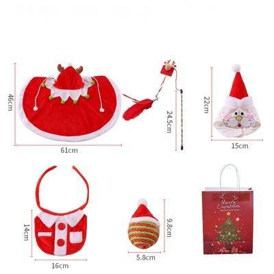 China Sustainable ONE PET Cat Santa Claus Outfit Cat Christmas Halloween Outfits Christmas Gifts set of five pieces Pet Christmas Costume for sale