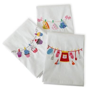 China QUICK DRY 100% Embroidered Kitchen Towel Cotton Dish Towel Flour Sack Kitchen Towel for sale