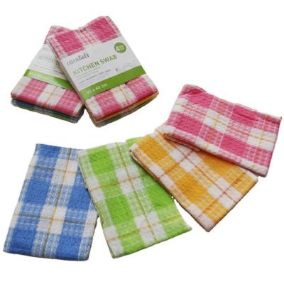 China Durable Universal Kitchen Dish Towel Cleaning Cloth Cotton Waffle Woven Kitchen Dish Cloth Towel Set 4 12*15inches for sale