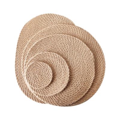 China Round Sustainable Woven Place Mat Water Hyacinth Woven Place Mat, Heat Resistant Non Slip Woven Handmade Place Mat for sale