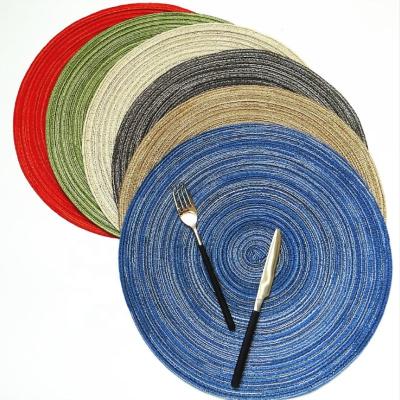 China Sustainable Wholesale Round Material PP Place Mat Woven Table Mat for sale