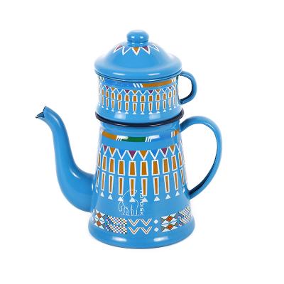 China Sustainable High Quality Enamel Teapot With Stainless Steel Filter Screen for sale