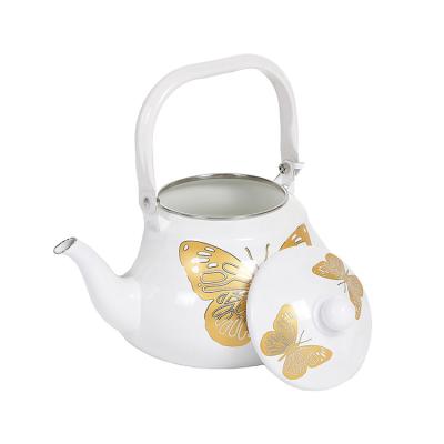 China Newest Enamel Dinnerware Enamel Kettle Viable Custom Pear Shaped Coffee Milk Coffee Kettle Enamel Kettle for sale