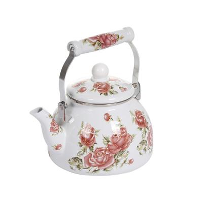 China China Kitchen Pear Shaped Handle Durable Enamel Antirust Ceramic Kettle White Ceramic Coffee Pots Pots for sale