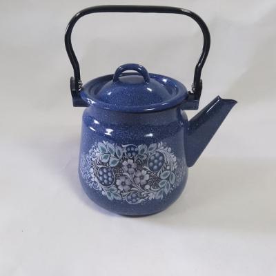 China Factory Direct Sales Vintage Printing Enamel Teapot Kitchen Household Enamel Viable High Quality Teapot for sale