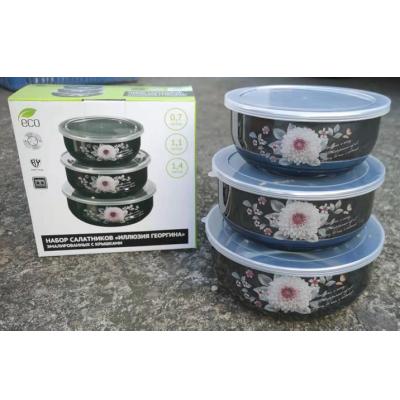 China Viable Wholesale High Quality Stain Enamel Mirror Bowl Set Home Kitchen Cast Iron Enamel Bowl Set for sale