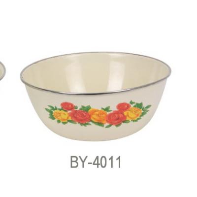 China Sustainable Country Style Enamel Bowl With Covers Plastic Salad Food Bowls Cake Noodle Soup Bowl Restaurant Kitchen Tableware Home Decor for sale