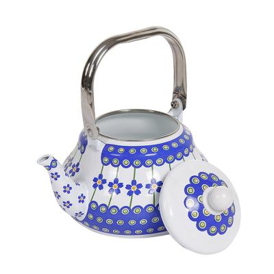 China Home Useful Pear Shaped Enamel White Kettle Fashionable Lovely Kettle Wholesale Viable for sale