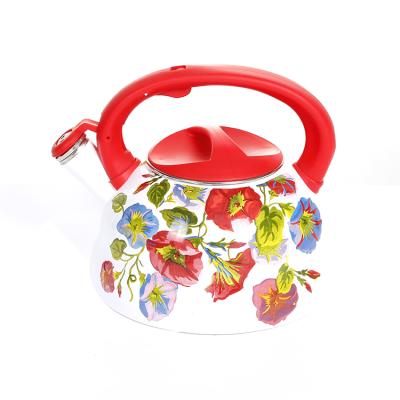 China Sustainable Enamel Kettle High Quality Durable Water Whistling Kettle With Flat Bottom for sale