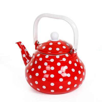 China Sustainable China Red Enamel Kettle Recyclable Eco - Friendly Tea Kettle With Handle for sale