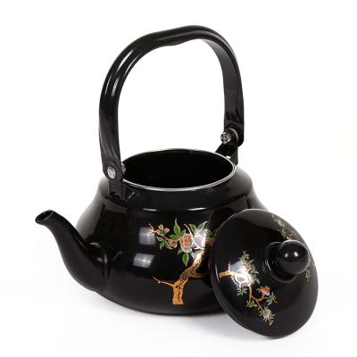 China Latest Design Viable Enamel Teapot Wholesale Cast Iron Pear Shaped Tea Kettle for sale