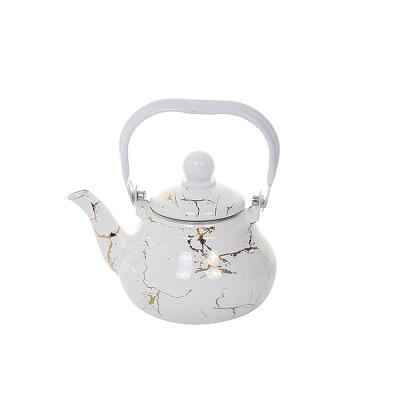 China Viable Best Selling Ripple Decal Vintage Coffee Enamel Coffee Kettle Water Enamel Gold Kettle for sale