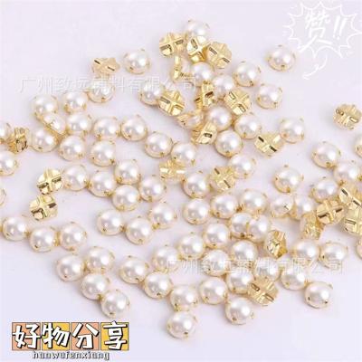 China Direct Pointback Manufacturers Half Around Cross Claw ABS Pearl Claw Drill High Brightness Pearl Color Clothing Accessories Hand Stitched Drill for sale