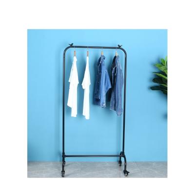 China Industrial Style Adjustable Floor Standing Metal Coat Hanger Rack (Other) Clothing Hanger Rack with Wheel for Home Decor and Clothing Store for sale