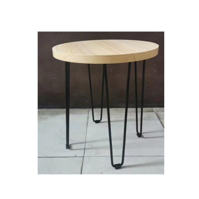 China Nordic modern multifunctional detachable black wrought metal iron round coffee table luxury hotel vintage wood top coffee table for sale