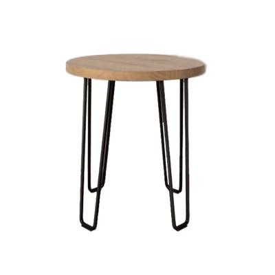 China Factory Tea Table Modern Straight Detachable Coffee Table With Four Metal Legs And Round Wood Table Top For Living Room Furniture for sale