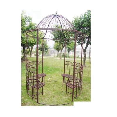 China Easily Assembled High Quality Wrought Iron Metal Gazebo Black Outdoor Pergola With Seats Metal Arches Gazebos Garden Gazebos Garden Gazebos for sale