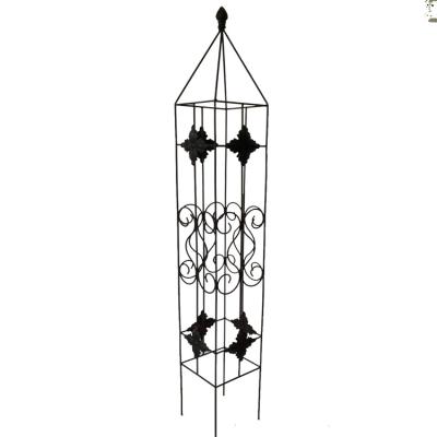 China European Farmhouse Elegant Metal Garden Plant Trellis Flower Trellis Outdoor Garden Obelisk Flower Display for sale