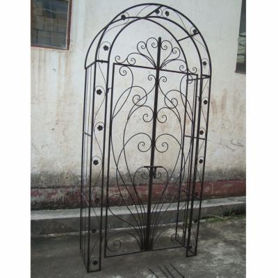 China Easily Assembled Elegant Garden Wedding Decorative Arch With Door Metal Garden Plant Trellis Arch for sale