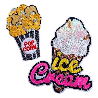 China Sequin Embroidered 3D Fabric Sticker Patch Fashion Sequins Computer Embroidery Patch for sale