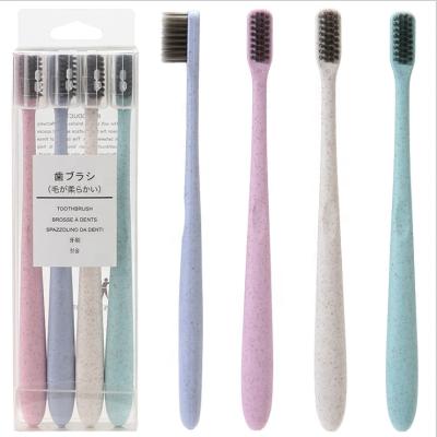 China Manual Toothbrush Wheat Straw Material Small Head Toothbrush For Adult for sale