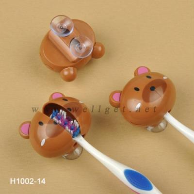 China Sustainable Design Toothbrush Holder -14 Various Design Brown Bear Toothbrush Holder With Suction Cup for sale