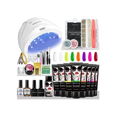 China Beginners Nail Kit U/V Lamp 48W Nail Extension Builder with Candy Color All Poly Nail Gel Kit for sale