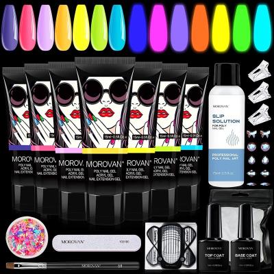 China Nail Extension Glow Builder in Dark Poly Nail Gel 7 Colors Nail Extension Gel Manicure Kit for Nail Art Girls Kit for sale