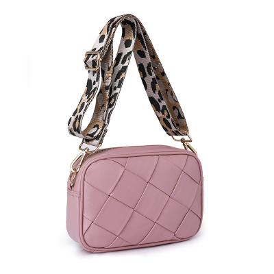 China Motion Sensing 2023 Fashion New Style Designs Weave Nylon Shoulder Sling Satchel Women Bag PU Leather Woven Ladies Crossbody Handbag for sale