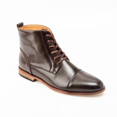 China Brown Classic Fashion Breathable Hot Selling Comfortable Lace Up Mens Leather Boots For Men for sale